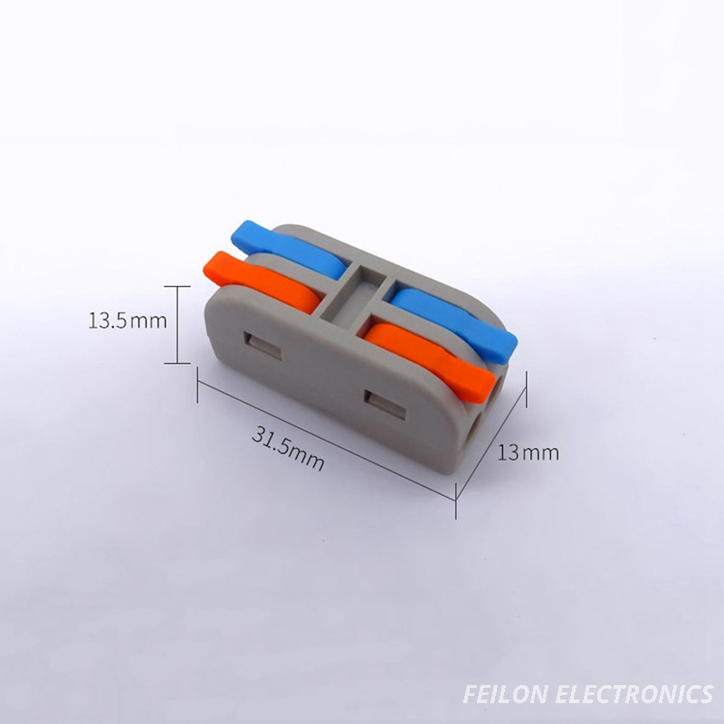 PCT-2-2M Mini Size Color Handle Quick Wiring Terminal | 4mm² Wire Connector | 2-in-2-out Design | Dedicated for Table Lamp Lighting Wiring