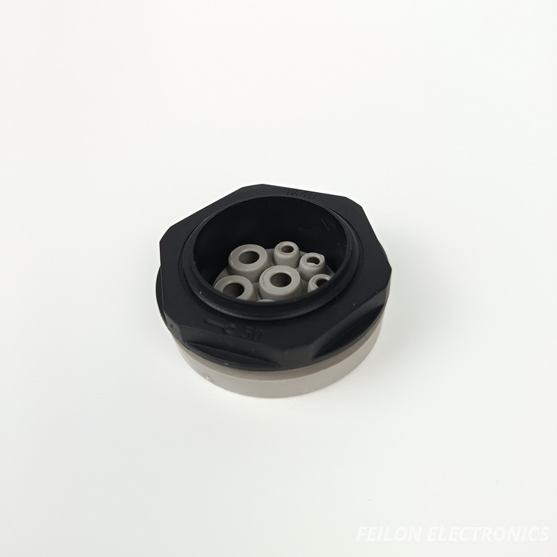 Icotek KEL-DPZ40/8 (CES-DPZ40/8, DPZ40/8) Round Multi-Membrane Cable Entry Base Plate, Grey-White Color , IP66/IP68, M40 Thread, Max 8 Cables