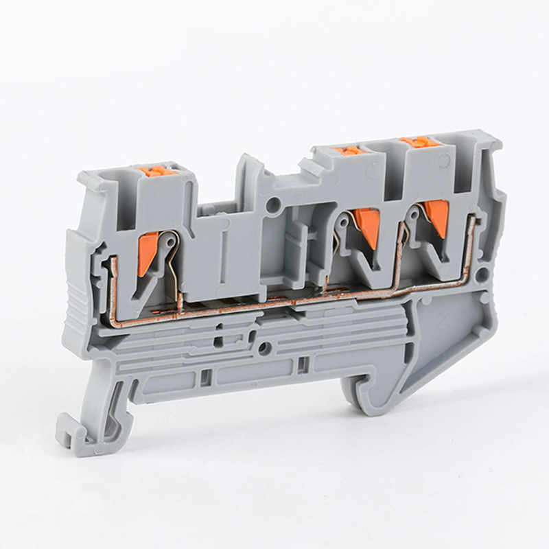 PT2.5-TWIN Din Rail Type Spring Terminal Block Tool Free Connection Flame Retardant Direct Insertion Terminal Block One in Two Out Terminal Connector
