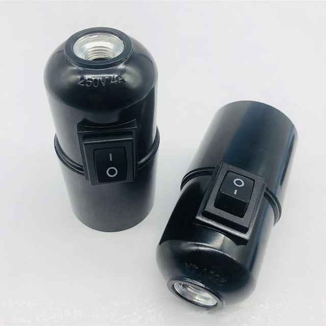 E27 Black Bakelite Lamp Holder with Button Switch DIY Lamp Holder Chandelier Lamp Holder
