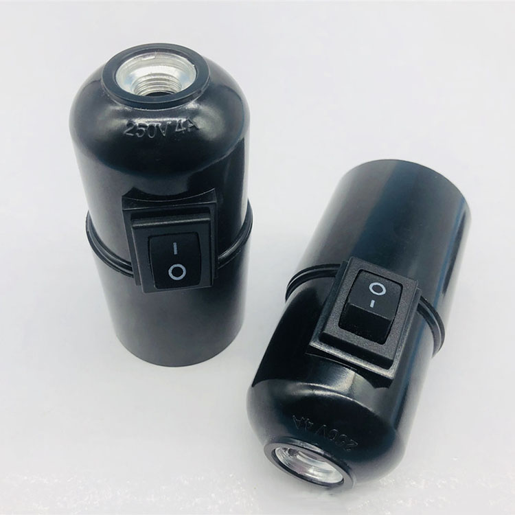 E27 Black Bakelite Lamp Holder with Button Switch DIY Lamp Holder Chandelier Lamp Holder