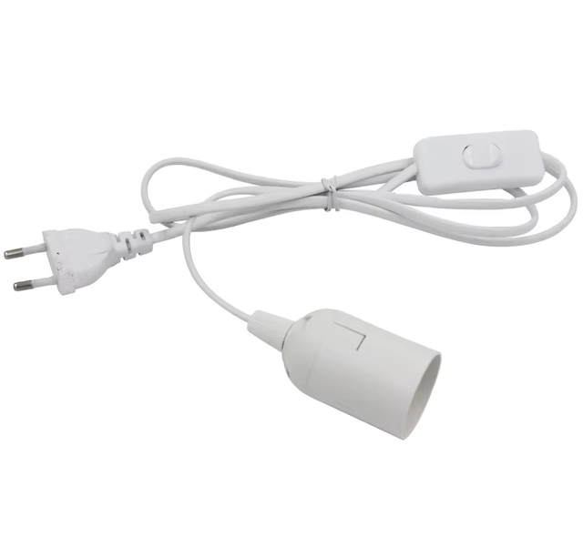 EU Plug E27 with Wire Lamp Holder Screw Holder with Switch with Wire Lamp Holder