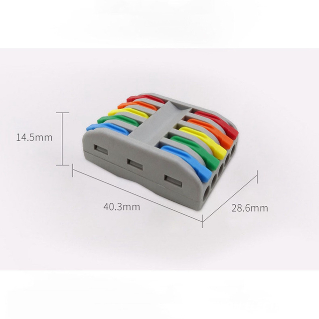 DIY PCT-2-5 Dual Head Quick Connect Terminal | Color-Coded Button Wire Connector, 5-In 5-Out Wiring Clip for Fast Docking And Junction Box Wire Connect