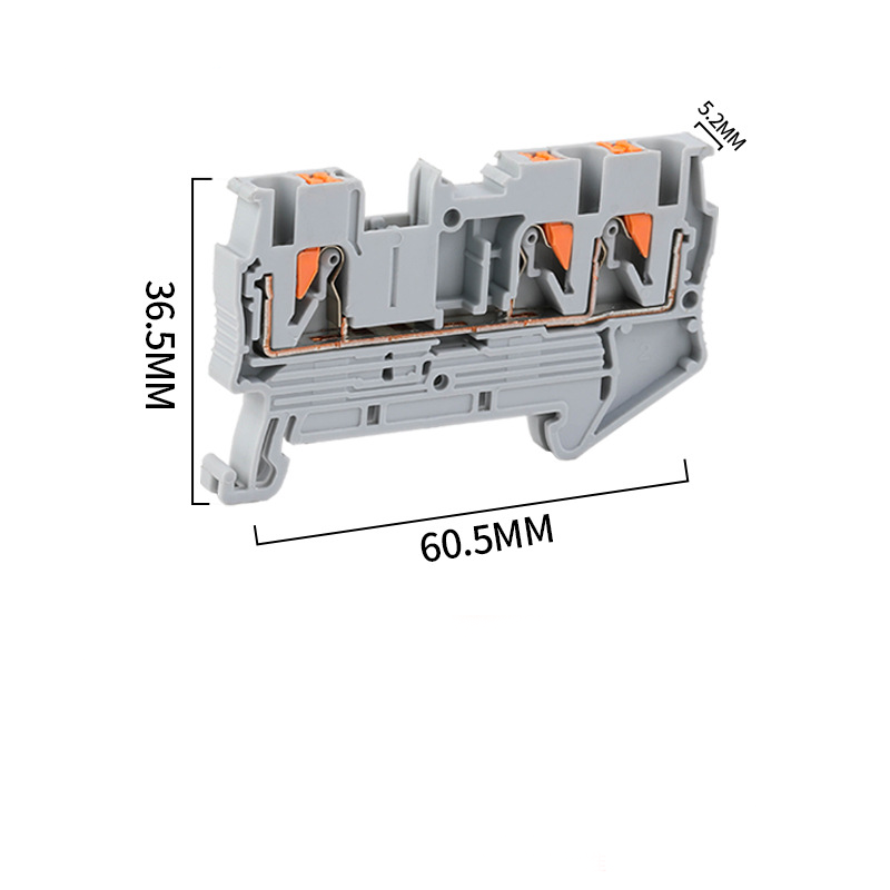 PT2.5-TWIN Din Rail Type Spring Terminal Block Tool Free Connection Flame Retardant Direct Insertion Terminal Block One in Two Out Terminal Connector
