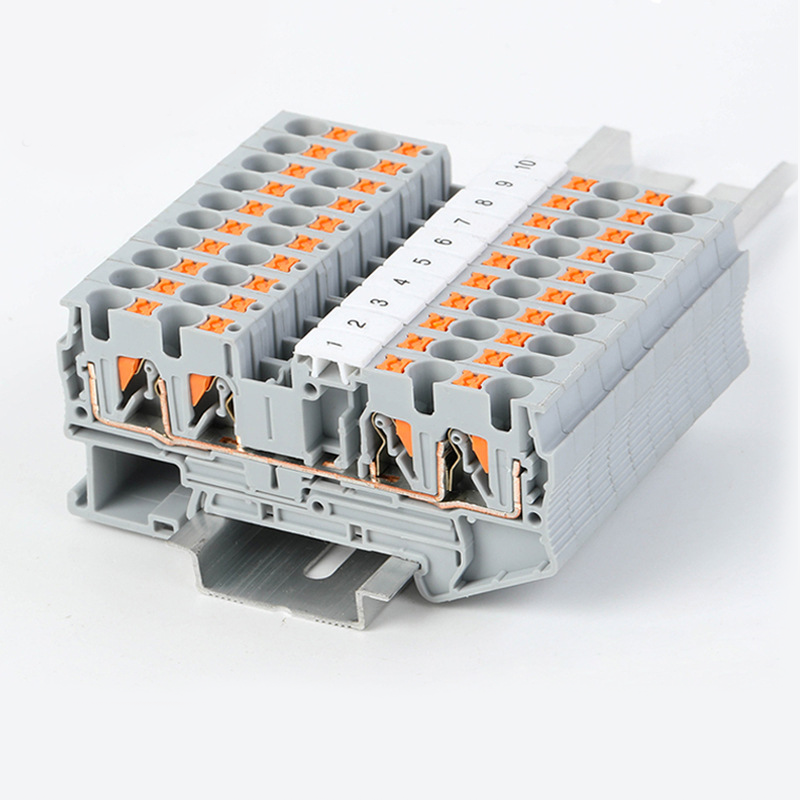 PT4 QUATTRO Two in Two Out Spring Plug-in Terminal Block Replace Phoenix Tool Free Push Button NS35 Din Rail Terminal Connector