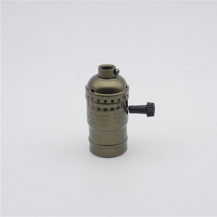 E27E26 Large Screw Aluminum Zipper Switch Retro Lamp Holder Pearl Black Lamp Holder