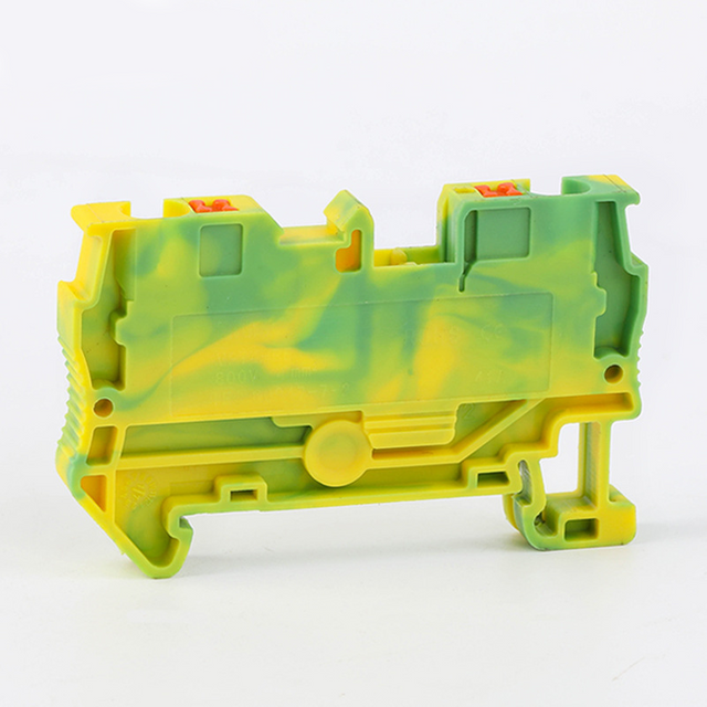 PT4-PE Push in Spring Direct Insertion Wiring Yellow Green Color Grounding NS35 Din Rail Terminal Block