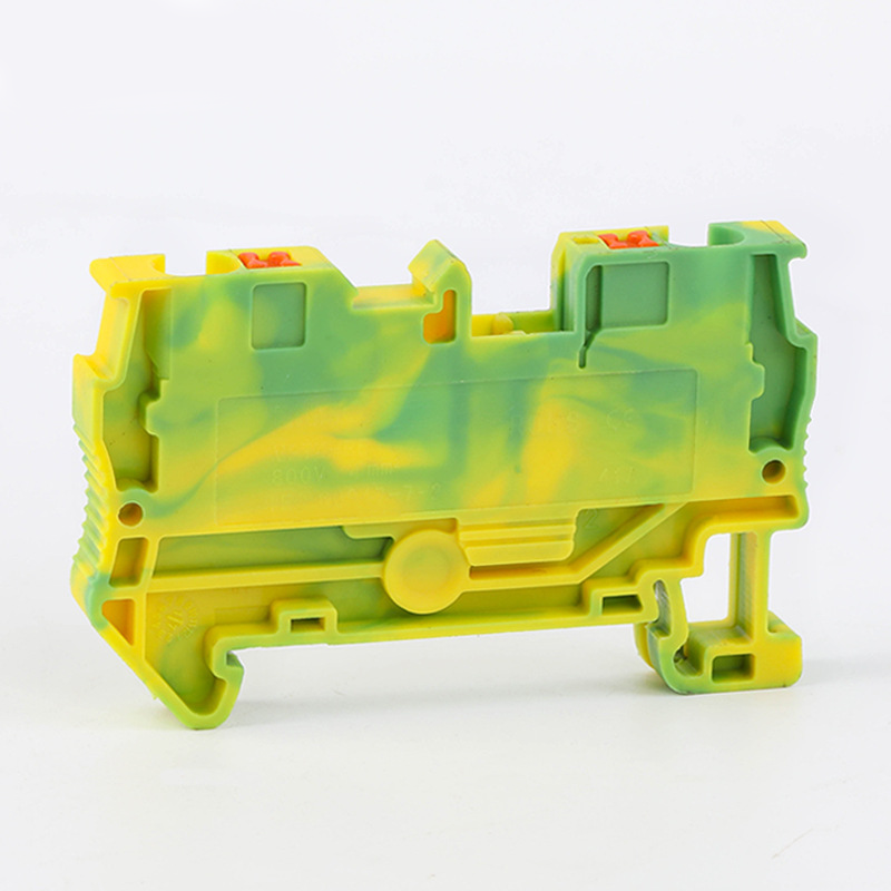 PT4-PE Push in Spring Direct Insertion Wiring Yellow Green Color Grounding NS35 Din Rail Terminal Block