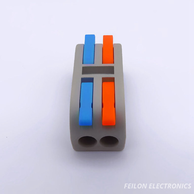 PCT-2-2M Mini Size Color Handle Quick Wiring Terminal | 4mm² Wire Connector | 2-in-2-out Design | Dedicated for Table Lamp Lighting Wiring