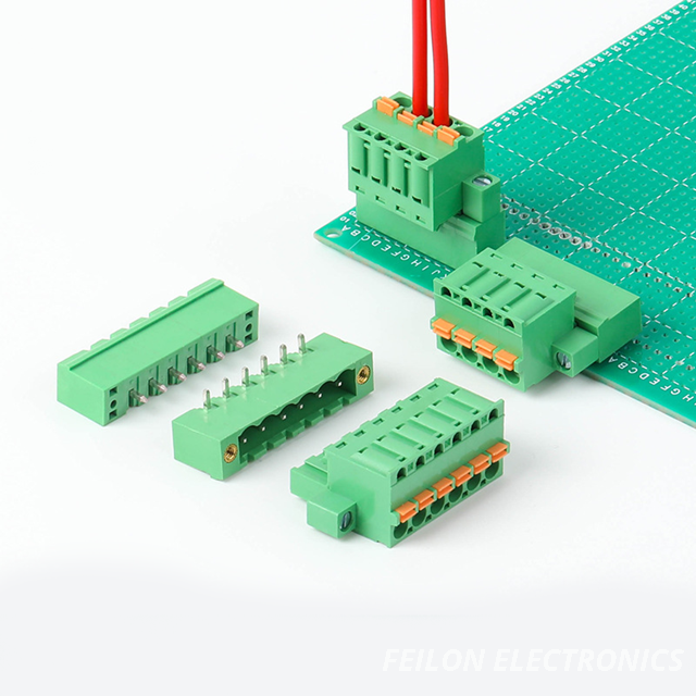 2EDGKDM-5.08mm Pitch Push-Pull Spring Terminal Male Plug Ear Mount PCB Board Connector Replace Phoenix FKC 2,5 Spring Wiring Terminal Block