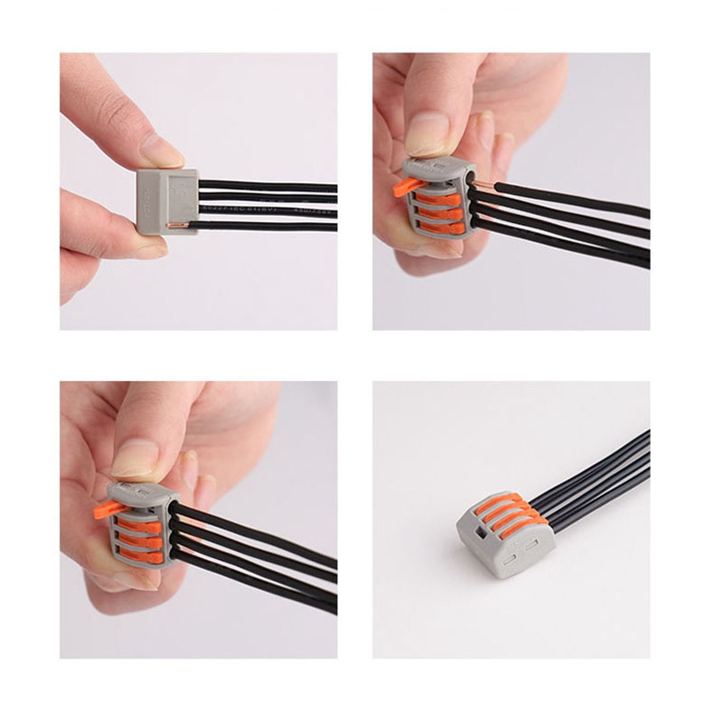 PCT-214 Replacement 4-Pole Quick Wire Terminal Connector | 4-Square Soft & Hard Wire Splice Connector Main Using for Junction Box Lighting Connect