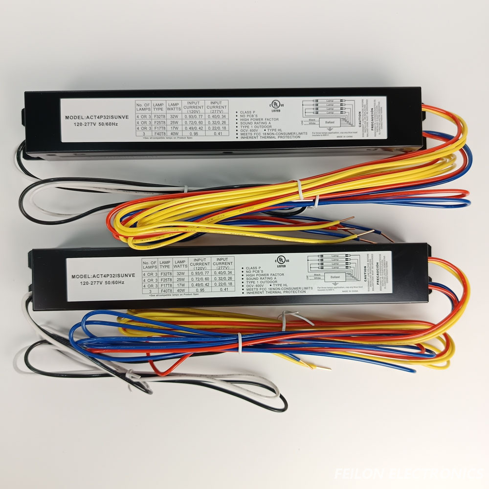 4×T8‑32W Fluorescent Electronic Ballast 120‑277V UL Listed