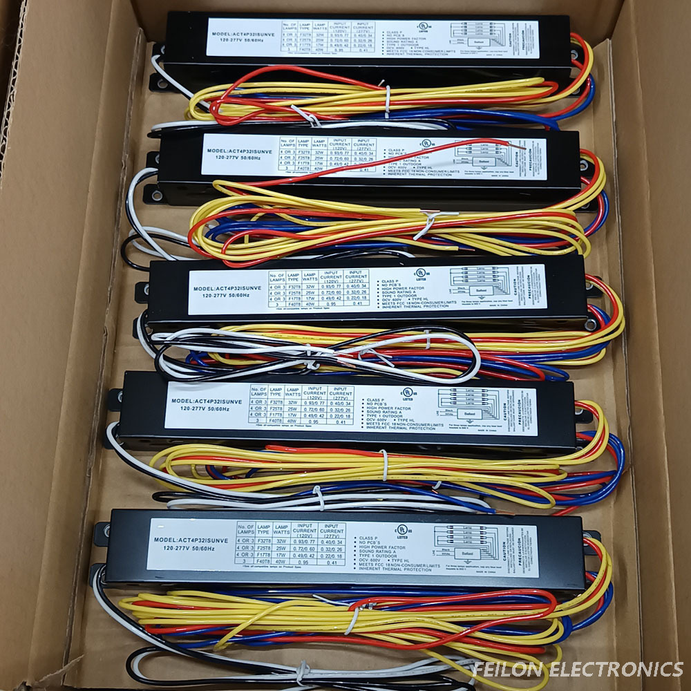 4×T8‑32W Fluorescent Electronic Ballast 120‑277V UL Listed