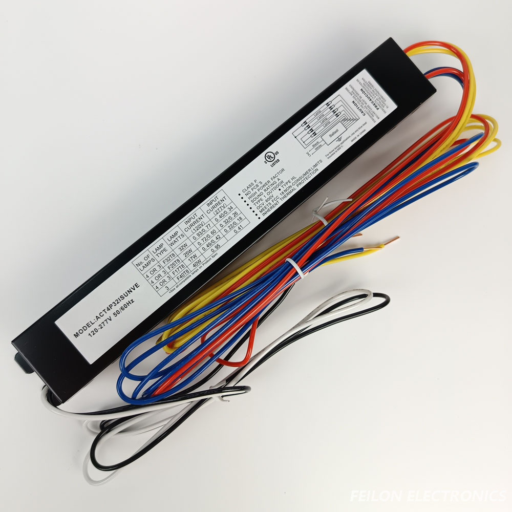 4×T8‑32W Fluorescent Electronic Ballast 120‑277V UL Listed